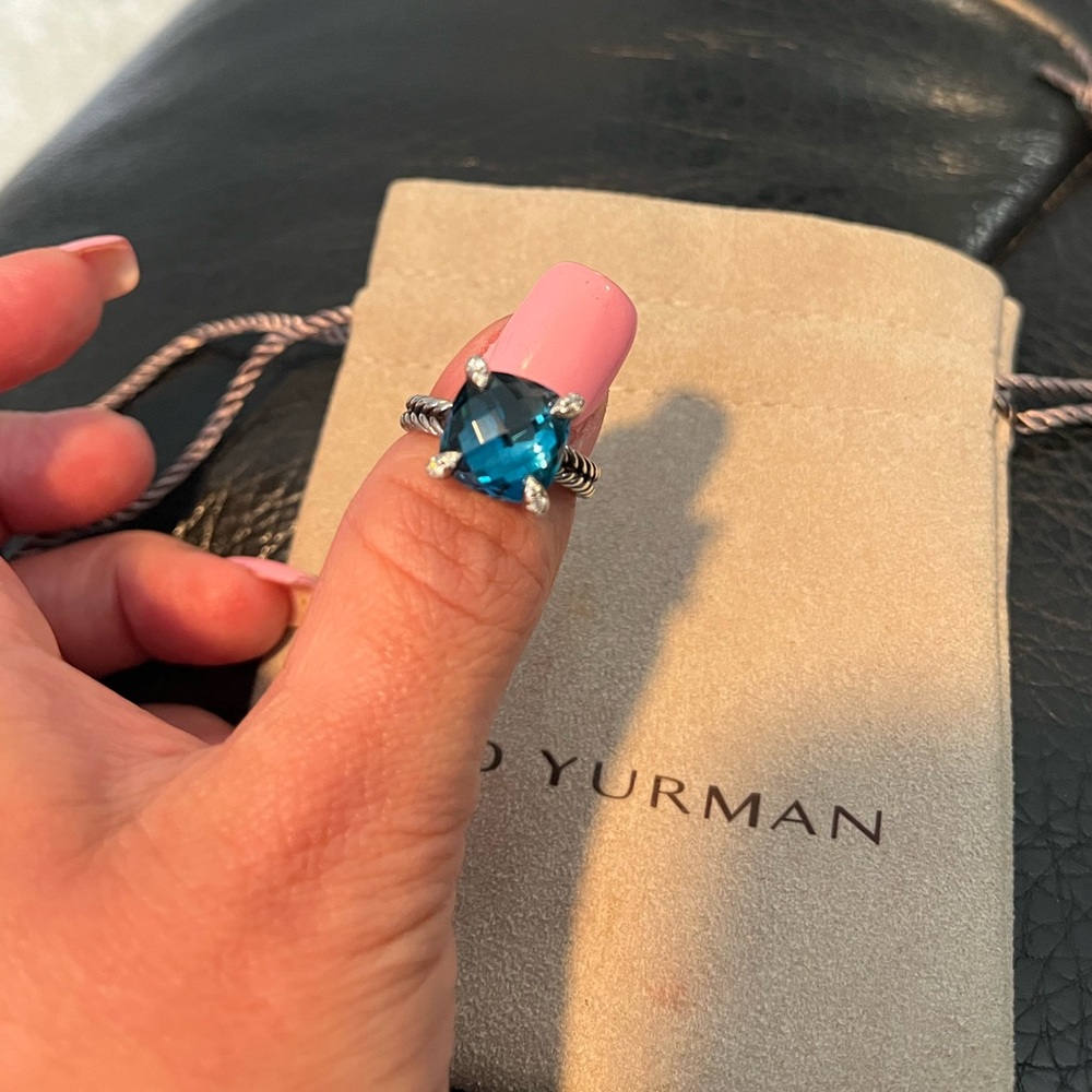 AUTHENTIC DAVID YURMAN HAMPTON BLUE TOPAZ with diamonds